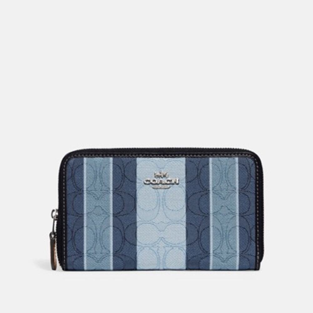 NWT Coach Long Zip Around Wallet Midnight Multi Signature Canvas Gold Zip NEW - Picture 1 of 5